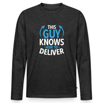 Supplier Package Delivery - Men's Premium Organic Long Sleeve Shirt - heather anthracite - Front - Nico (187cm)