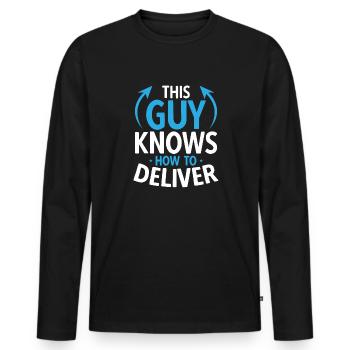 Lieferant Paket Lieferung - Männer Premium Bio Langarmshirt - Schwarz - Vorne - Nico (187cm)