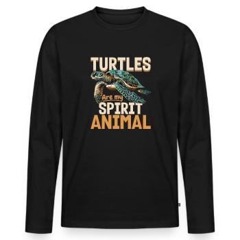 Sea Turtle Animal Turtles are my spirit animal - Männer Premium Bio Langarmshirt - Schwarz - Vorne - Nico (187cm)