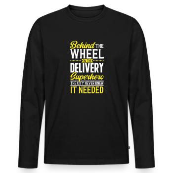 Lieferant Paket Lieferung - Männer Premium Bio Langarmshirt - Schwarz - Vorne - Nico (187cm)