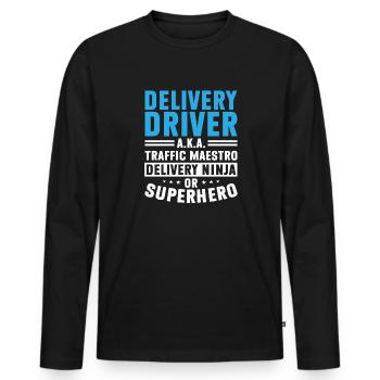 Lieferant Paket Lieferung - Männer Premium Bio Langarmshirt - Schwarz - Vorne - Nico (187cm)