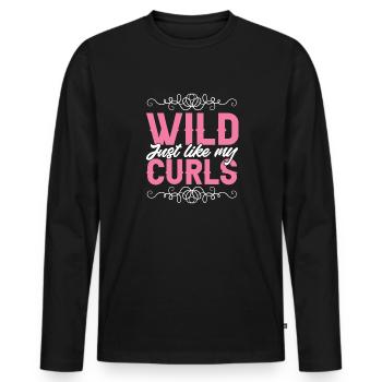 Lockiges Haar Afro Locken Natürliches Haar - Männer Premium Bio Langarmshirt - Schwarz - Vorne - Nico (187cm)