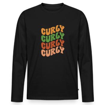 Lockiges Haar Afro Locken Natürliches Haar - Männer Premium Bio Langarmshirt - Schwarz - Vorne - Nico (187cm)