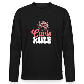 Lockiges Haar Afro Locken Natürliches Haar - Männer Premium Bio Langarmshirt - Schwarz - Vorne - Nico (187cm)