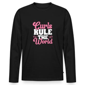 Lockiges Haar Afro Locken Natürliches Haar - Männer Premium Bio Langarmshirt - Schwarz - Vorne - Nico (187cm)