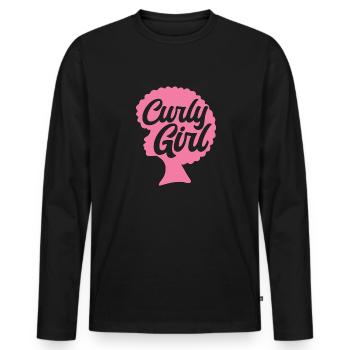 Lockiges Haar Afro Locken Natürliches Haar - Männer Premium Bio Langarmshirt - Schwarz - Vorne - Nico (187cm)