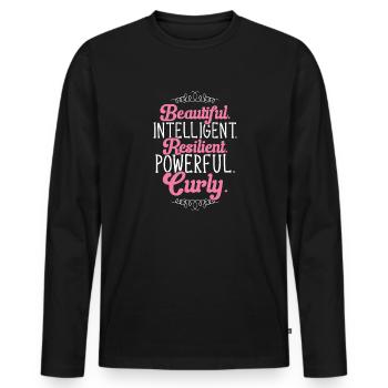 Lockiges Haar Afro Locken Natürliches Haar - Männer Premium Bio Langarmshirt - Schwarz - Vorne - Nico (187cm)