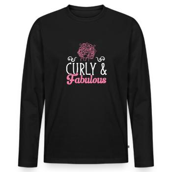 Lockiges Haar Afro Locken Natürliches Haar - Männer Premium Bio Langarmshirt - Schwarz - Vorne - Nico (187cm)