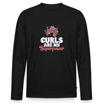 Lockiges Haar Afro Locken Natürliches Haar - Männer Premium Bio Langarmshirt - Schwarz - Vorne - Nico (187cm)