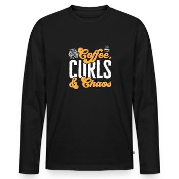 Lockiges Haar Afro Locken Natürliches Haar - Männer Premium Bio Langarmshirt - Schwarz - Vorne - Nico (187cm)