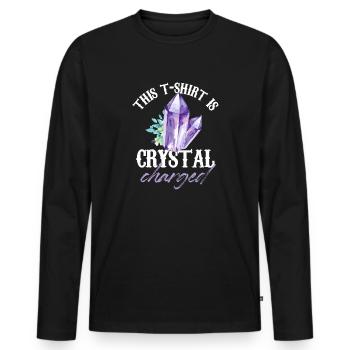 This Design In Crystal Charged Reiki Healer - Men's Premium Organic Long Sleeve Shirt - black - Front - Nico (187cm)