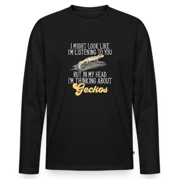 Leopard Gecko Reptile Pet Gecko - Men's Premium Organic Long Sleeve Shirt - black - Front - Nico (187cm)