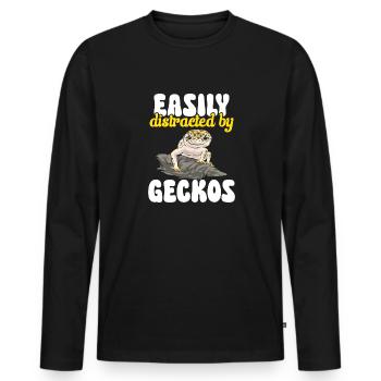Leopard Gecko Reptile Pet Gecko - Men's Premium Organic Long Sleeve Shirt - black - Front - Nico (187cm)