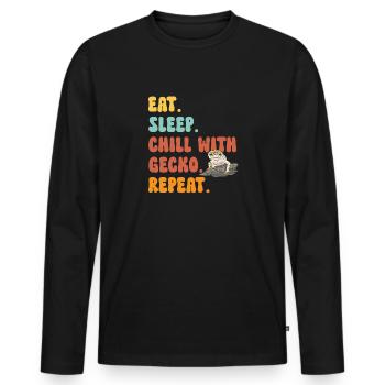 Leopard Gecko Reptile Pet Gecko - Men's Premium Organic Long Sleeve Shirt - black - Front - Nico (187cm)