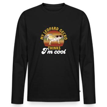 Leopard Gecko Reptile Pet Gecko - Men's Premium Organic Long Sleeve Shirt - black - Front - Nico (187cm)