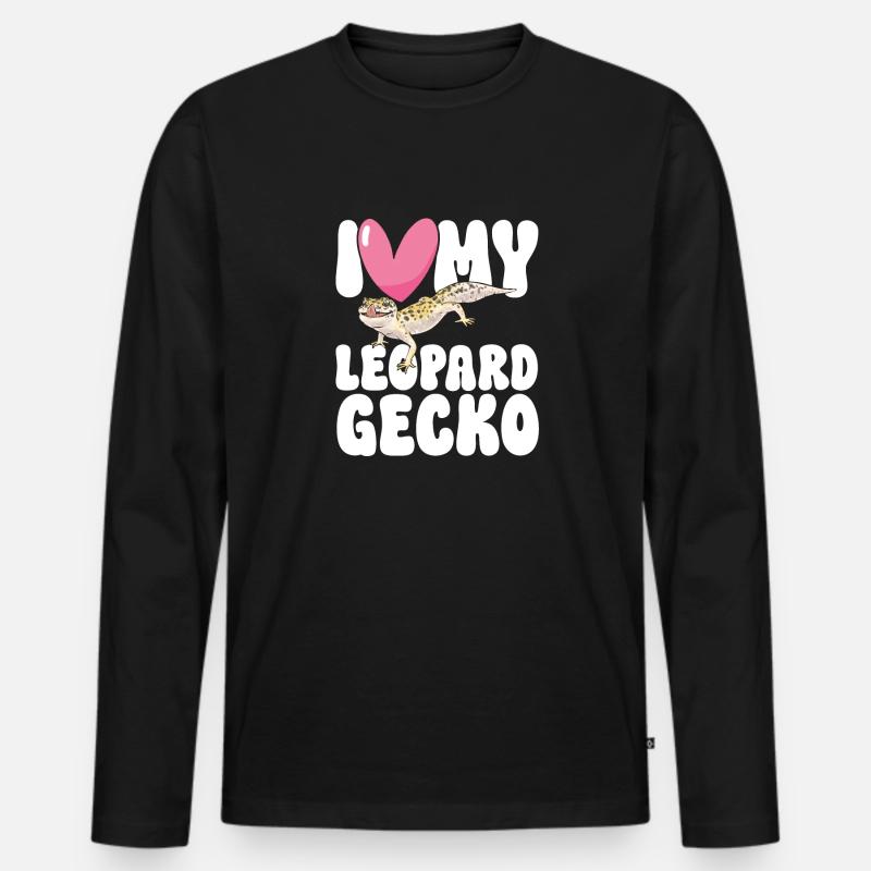 Leopardgecko Reptil Haustier Gecko - Männer Premium Bio Langarmshirt - Schwarz