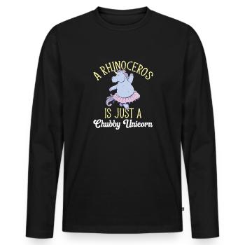 Rhino Rhino Unicorn - Men's Premium Organic Long Sleeve Shirt - black - Front - Nico (187cm)