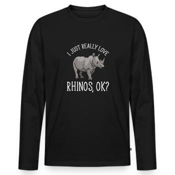 Rhino Rhino Unicorn - Men's Premium Organic Long Sleeve Shirt - black - Front - Nico (187cm)