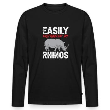 Rhino Rhino Unicorn - Men's Premium Organic Long Sleeve Shirt - black - Front - Nico (187cm)