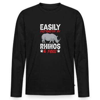 Rhino Rhino Unicorn - Men's Premium Organic Long Sleeve Shirt - black - Front - Nico (187cm)