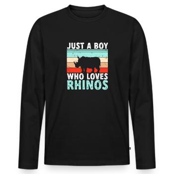 Rhino Rhino Unicorn - Men's Premium Organic Long Sleeve Shirt - black - Front - Nico (187cm)