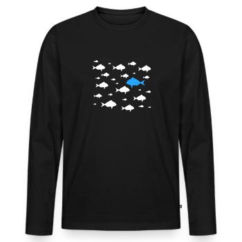 À contre-courant Individualité et style Poissons - T-shirt manches longues Premium bio Homme - noir - Devant - Nico (187cm)