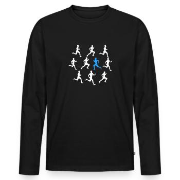 À contre-courant Individualité et style Personnes - T-shirt manches longues Premium bio Homme - noir - Devant - Nico (187cm)