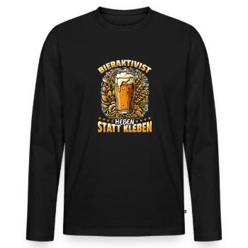 Bieraktivist Heben statt Kleben – Partyspaß - Männer Premium Bio Langarmshirt - Schwarz - Vorne - Nico (187cm)