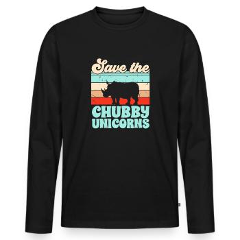 Rhino Rhino Unicorn - Men's Premium Organic Long Sleeve Shirt - black - Front - Nico (187cm)