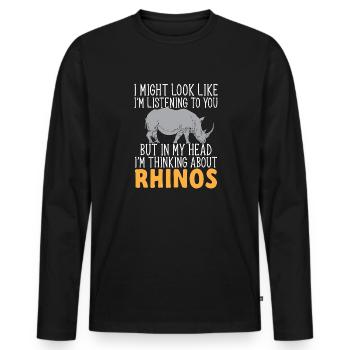 Rhino Rhino Unicorn - Men's Premium Organic Long Sleeve Shirt - black - Front - Nico (187cm)