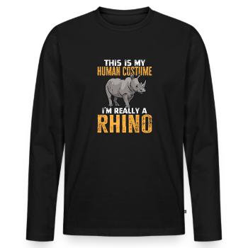 Rhino Rhino Unicorn - Men's Premium Organic Long Sleeve Shirt - black - Front - Nico (187cm)
