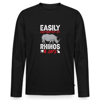 Rhino Rhino Unicorn - Men's Premium Organic Long Sleeve Shirt - black - Front - Nico (187cm)