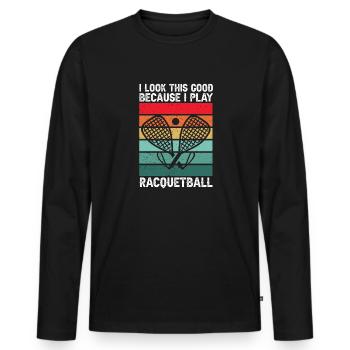 Joueur de racquetball Racquetball - T-shirt manches longues Premium bio Homme - noir - Devant - Nico (187cm)