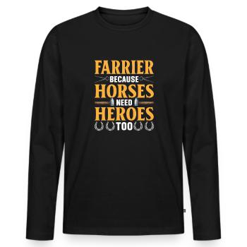 Farrier Horseshoe Horseshoeing - Men's Premium Organic Long Sleeve Shirt - black - Front - Nico (187cm)