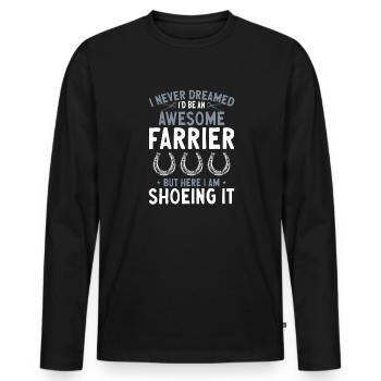 Farrier Horseshoe Horseshoeing - Men's Premium Organic Long Sleeve Shirt - black - Front - Nico (187cm)
