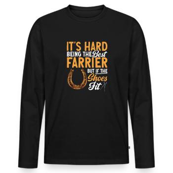 Farrier Horseshoe Horseshoeing - Men's Premium Organic Long Sleeve Shirt - black - Front - Nico (187cm)