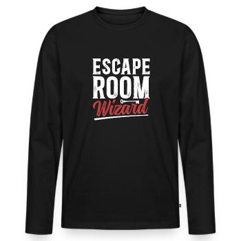 Escape Room - Men's Premium Organic Long Sleeve Shirt - black - Front - Nico (187cm)