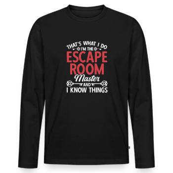 Escape Room - Men's Premium Organic Long Sleeve Shirt - black - Front - Nico (187cm)
