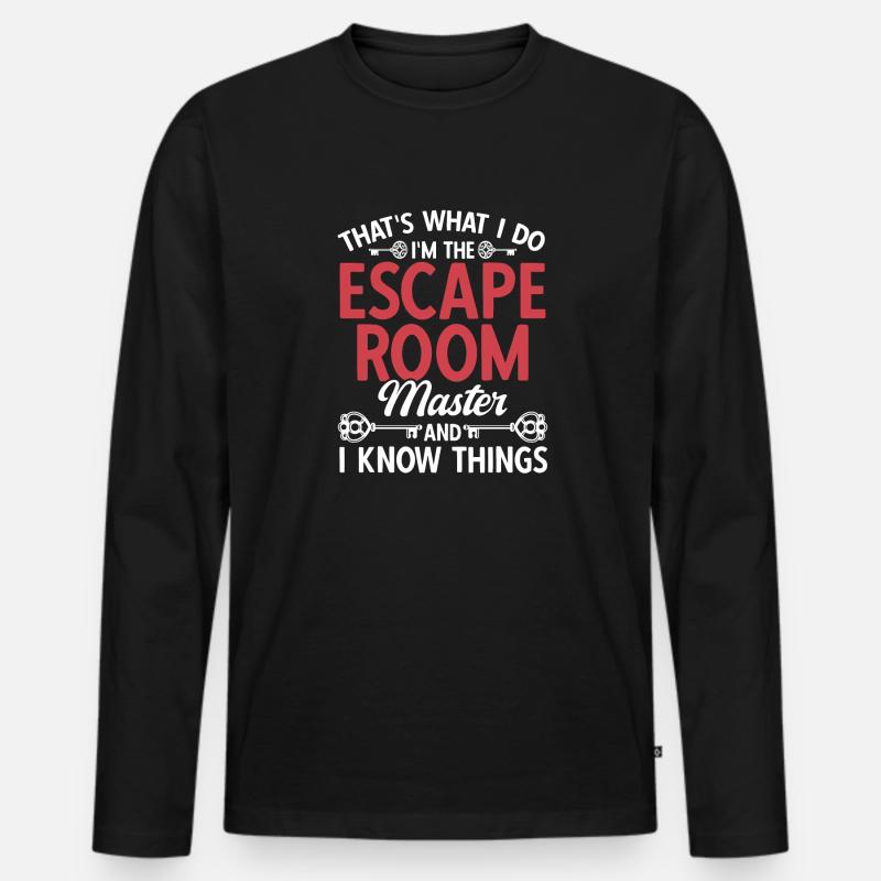 Escape Room - Männer Premium Bio Langarmshirt - Schwarz