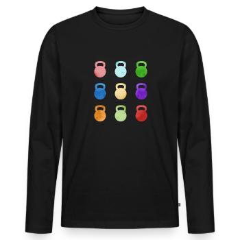 Kettlebell Workout Fitness Training - Men's Premium Organic Long Sleeve Shirt - black - Front - Nico (187cm)