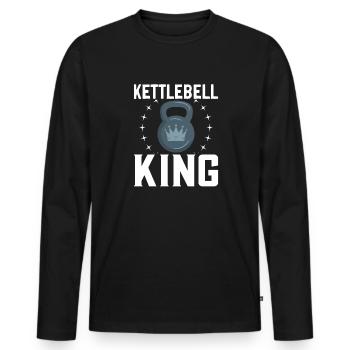 Kettlebell Workout Fitness Training - Men's Premium Organic Long Sleeve Shirt - black - Front - Nico (187cm)