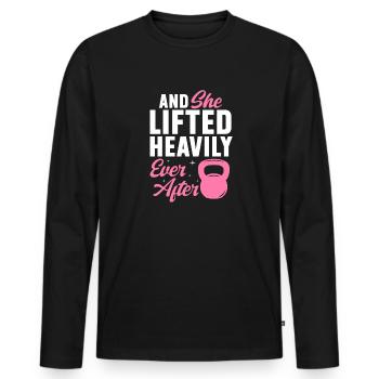 Kettlebell Workout Fitness Training - Men's Premium Organic Long Sleeve Shirt - black - Front - Nico (187cm)