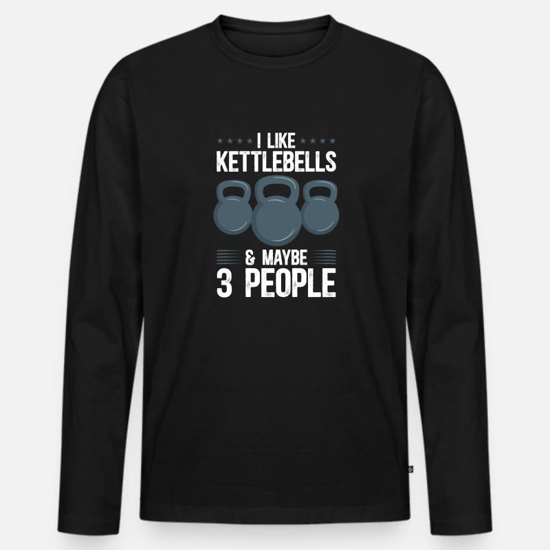 Kettlebell Workout Fitness Training - Männer Premium Bio Langarmshirt - Schwarz