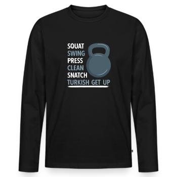 Kettlebell Workout Fitness Training - Men's Premium Organic Long Sleeve Shirt - black - Front - Nico (187cm)