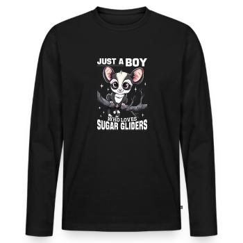 Funny Sugar Glider Animal Just A Boy Who Loves - Men's Premium Organic Long Sleeve Shirt - black - Front - Nico (187cm)