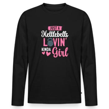 Kettlebell Workout Fitness Training - Men's Premium Organic Long Sleeve Shirt - black - Front - Nico (187cm)