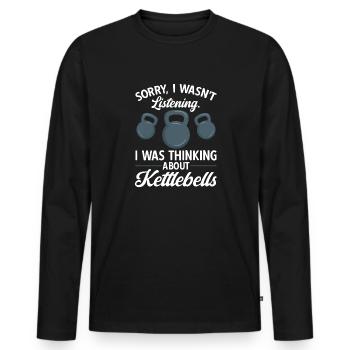 Kettlebell Workout Fitness Training - Men's Premium Organic Long Sleeve Shirt - black - Front - Nico (187cm)
