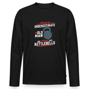 Kettlebell Workout Fitness Training - Men's Premium Organic Long Sleeve Shirt - black - Front - Nico (187cm)