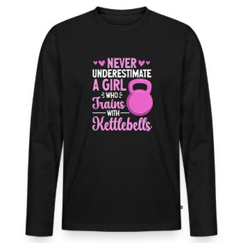 Kettlebell Workout Fitness Training - Men's Premium Organic Long Sleeve Shirt - black - Front - Nico (187cm)