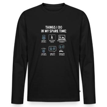 Kettlebell Workout Fitness Training - Men's Premium Organic Long Sleeve Shirt - black - Front - Nico (187cm)